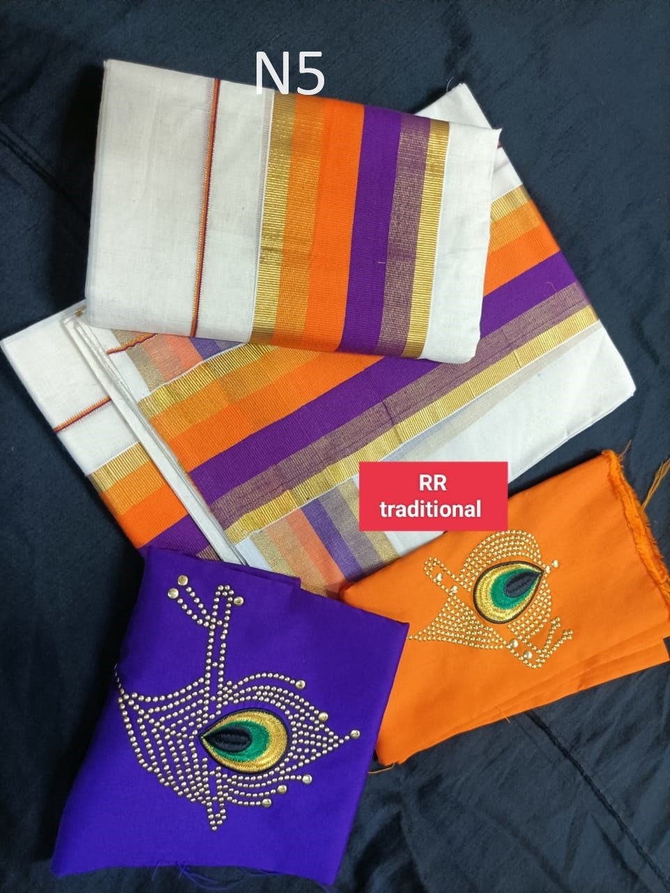 Kerala Special Cotton Jari colour Setmundu 2.80 With Stitched Blouse or Blouse Material,Beautiful Kerala Designs,Onam,Vishu,Pooja Wear.