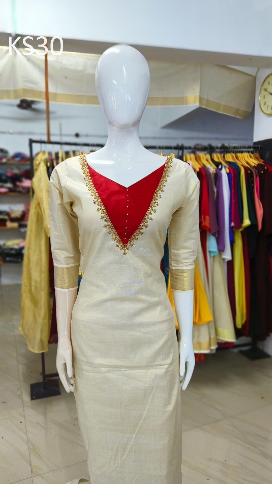 Golden Tissue Slitted Kurti set( Top,Pant and Duppatta),Stitched Handworked Churidar set,Sizes from Small to 10XL, Onam,vishu,Marriage wear.