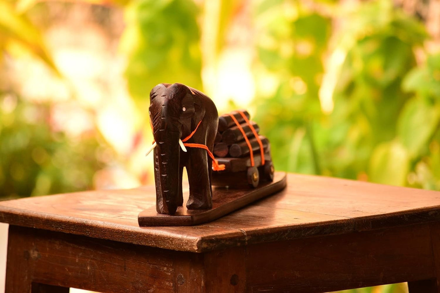 Wood cart Elephant with Baby ,Log pulling Elephant,Wooden curiosity  item,home and office Table  decor, Showpiece ,Handmade, Handicraft