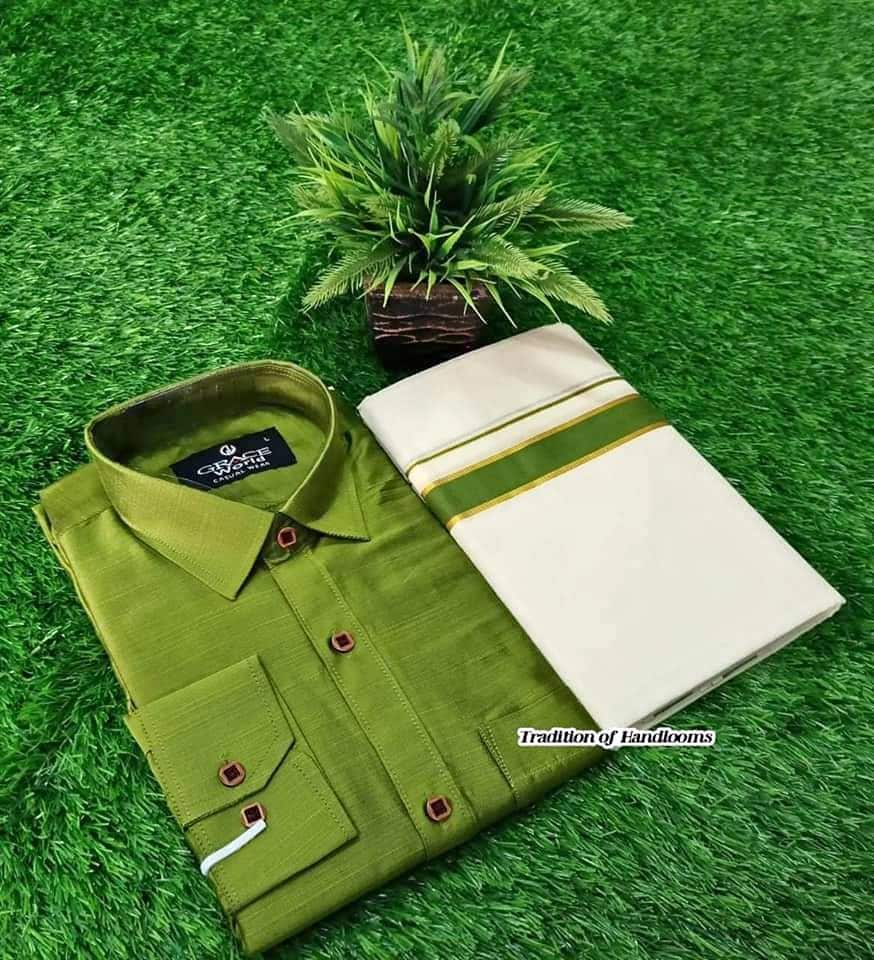 Mens shirt mundu combo, Kerala Traditional Wear,Onam,Vishu,Birthday,Marriage,Christmas,Ramadan,Festival occasions,As a Gift,Temple