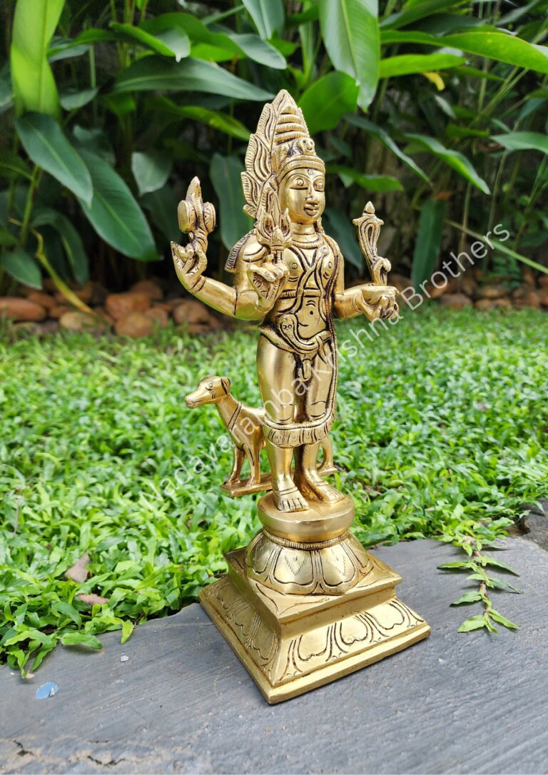 Brass Bhairavar 12 inches , Rare statue of Lord siva for Pooja Rooms, Hindu God,Mahadeva, Traditional Workship, Sivarathri,Indian culture