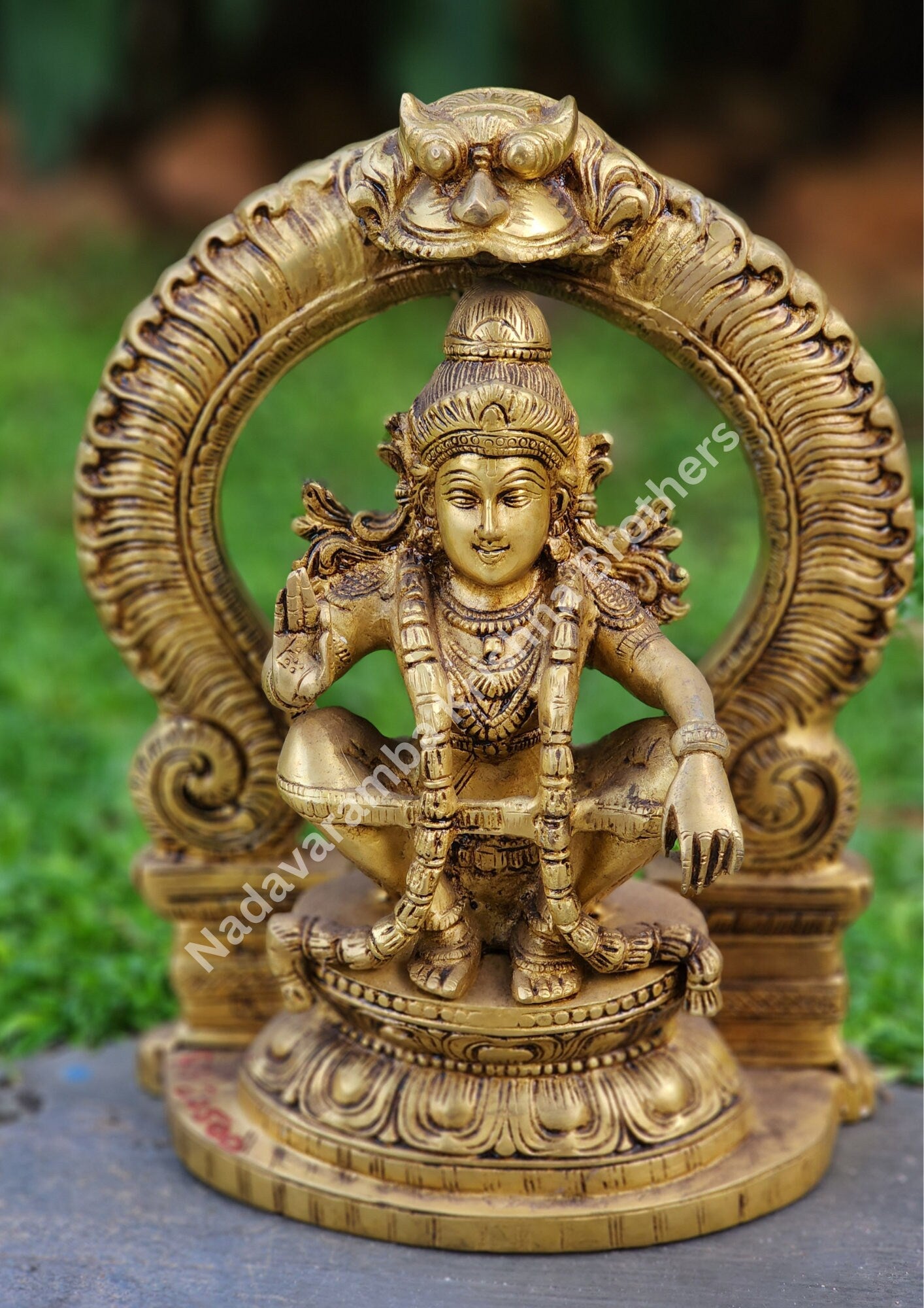 Brass Ayyappa statue height 14 inch , Sabarimala Sasthavu,Manikandan for pooja room , Hindu god idol, Divine spiritual gift