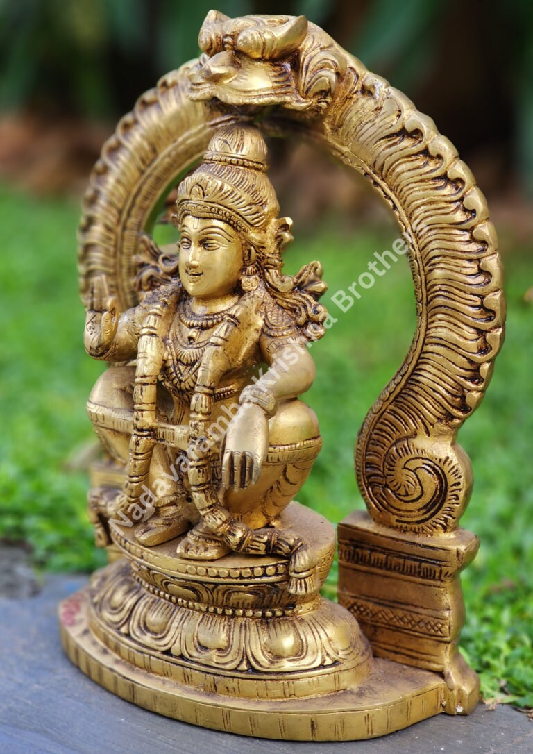 Brass Ayyappa statue height 14 inch , Sabarimala Sasthavu,Manikandan for pooja room , Hindu god idol, Divine spiritual gift