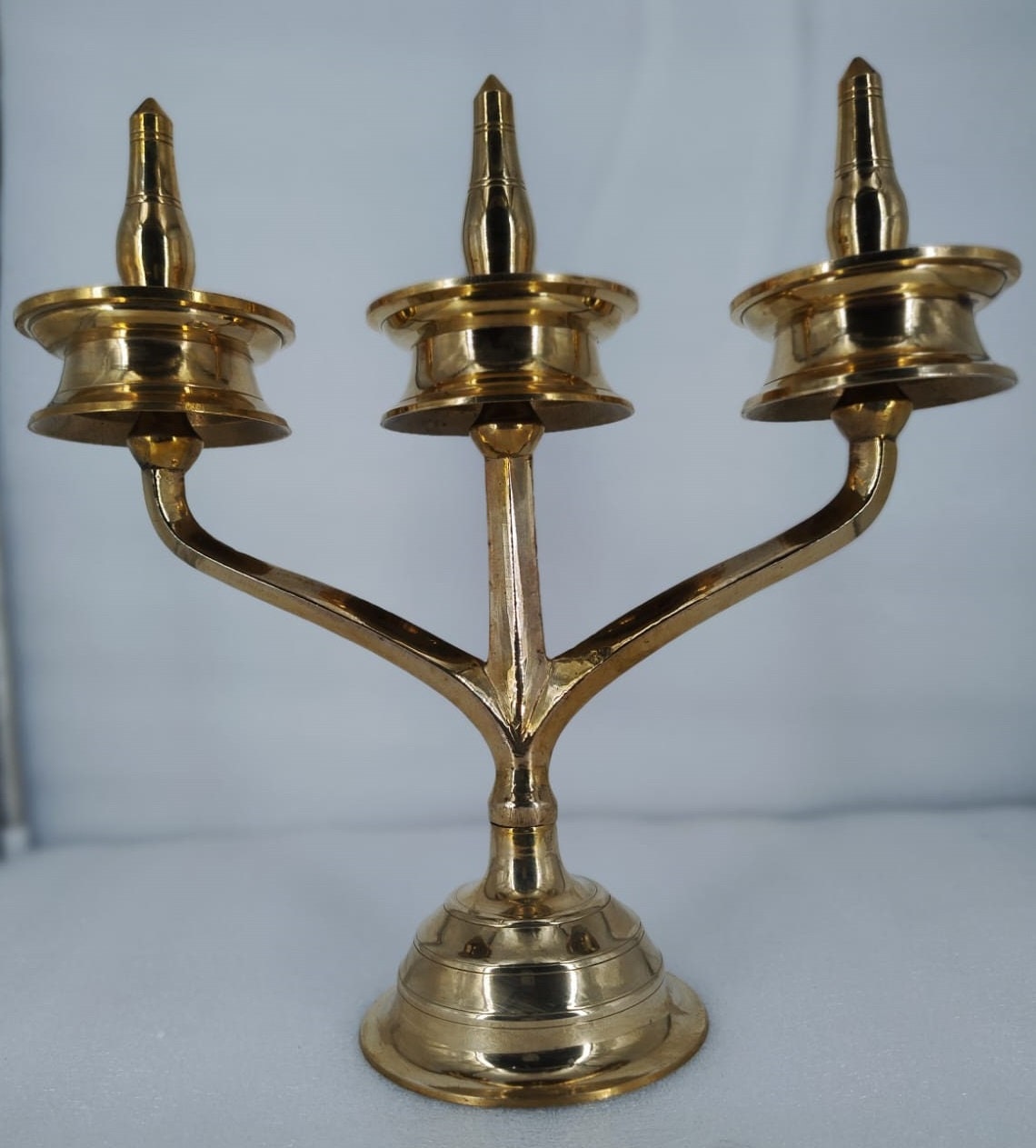 Kavara  Vilakku/ Kerala Traditional Brass Lamp/Three Branch Brass Oil Lamp/ Sastha vilakku/kerala Tamilnadu traditional