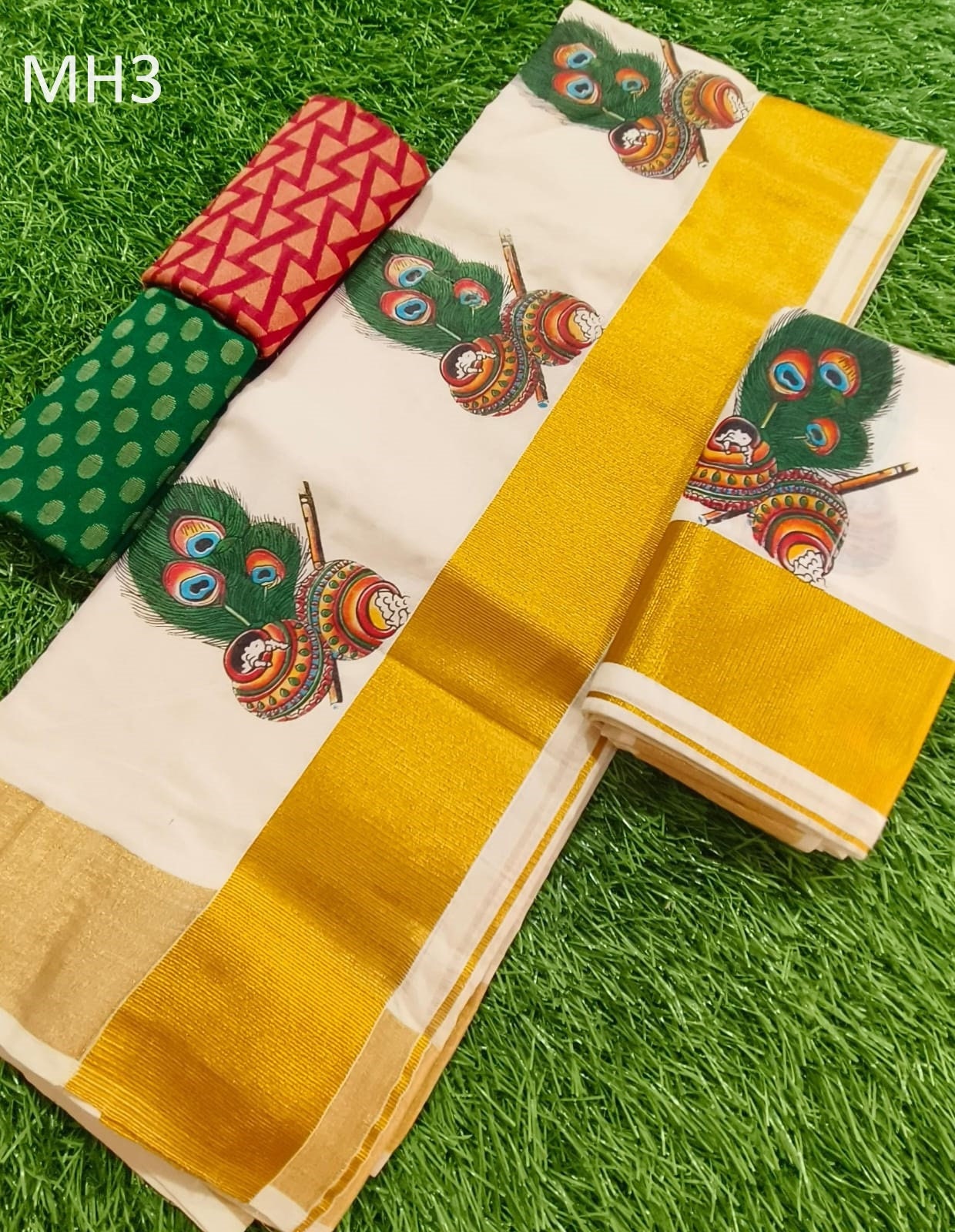 Kerala Special Cotton Set Mundu 2.80 mtr,Beautiful Kerala Designs,Vishu,Onam,Traditional,Wedding,Special Occassions,Party and Celebrations