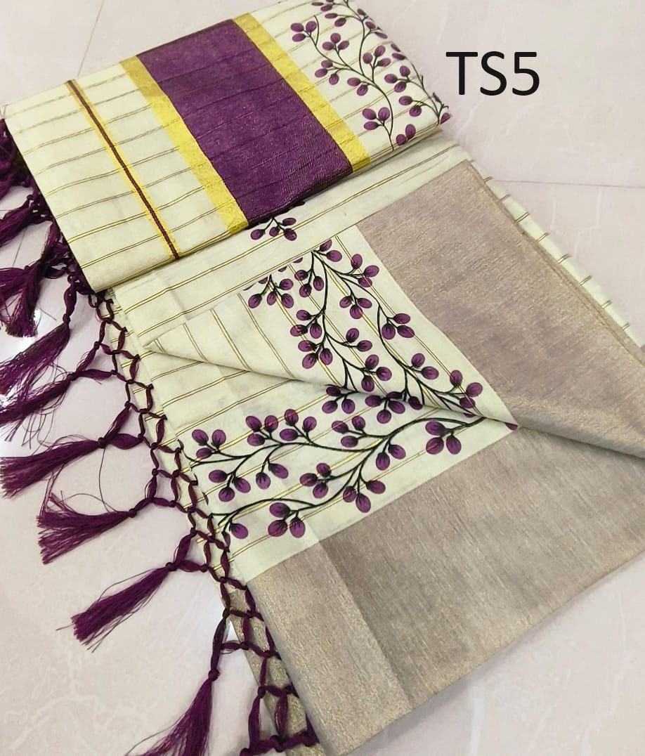 Kerala Tissue saree with stitched Blouse or Blouse Material / Indian Saree, Kerala Saree, Onam ,vishu ,Wedding,any festival occasional saree