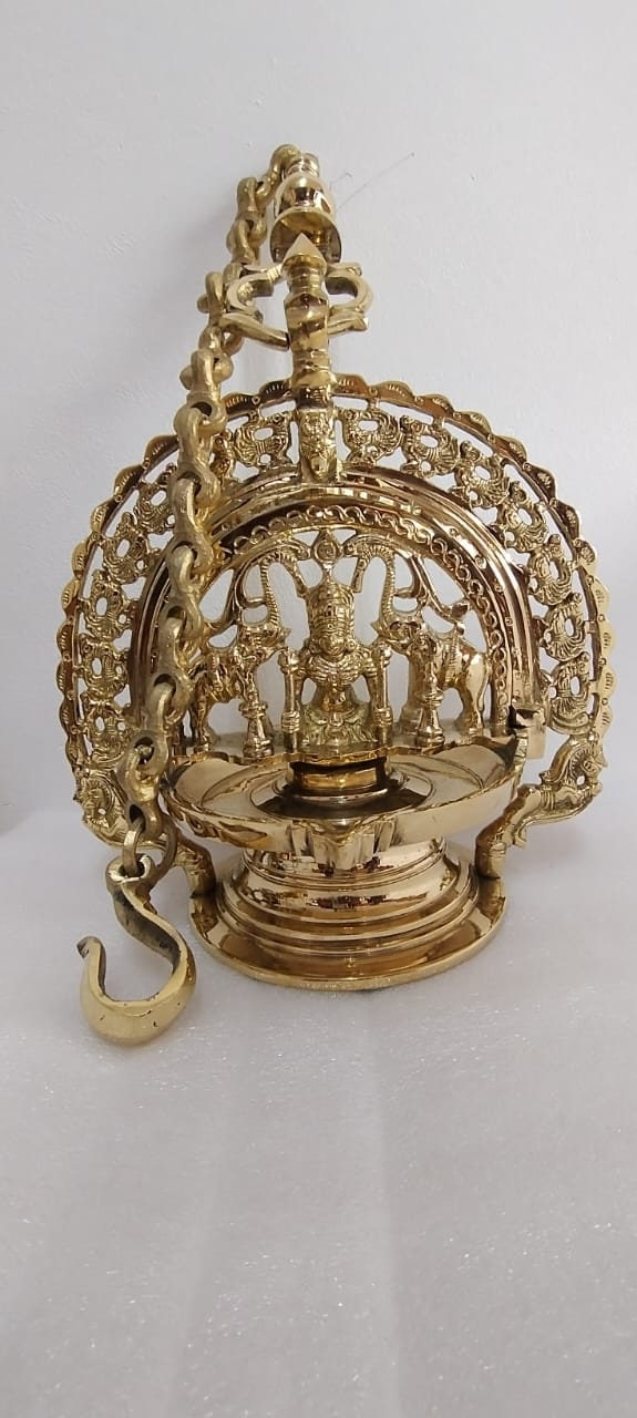 Traditional Kerala Brass Gajalakshmi Vilakku, Hanging Diya,Brass Oil Lamp , Payyannoor Lakshmi Diya,Diya for Pooja, Home Decor ,Brass Diya,