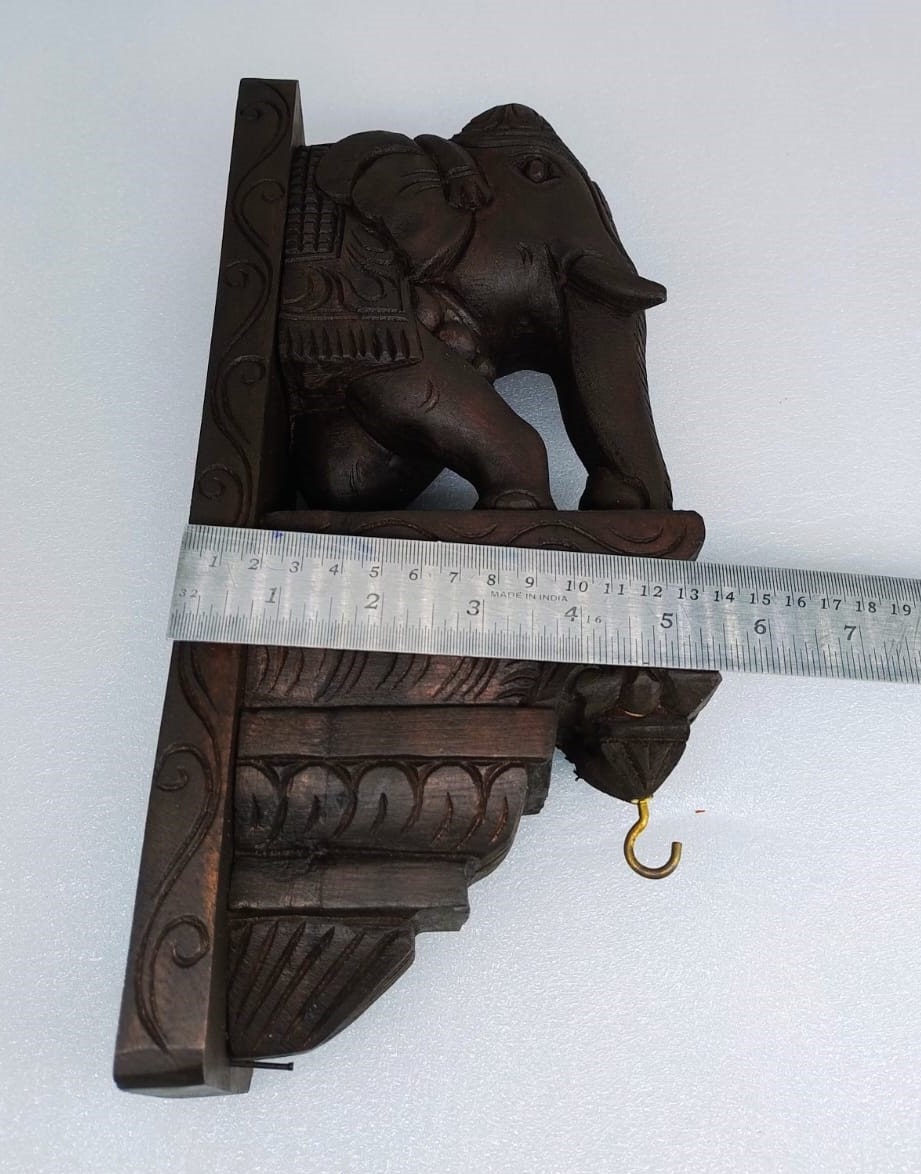 Wooden Hand Carved Wall Bracket Pair, Wooden Elephant with Lamp Hanging Hook ,Corbel Pair, Door Entrance of House