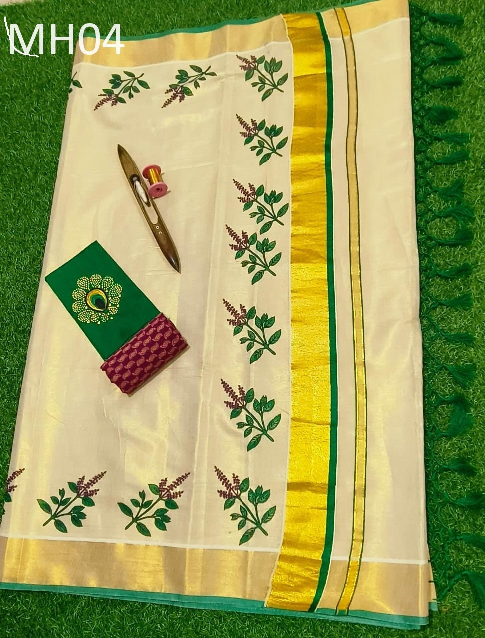 Kerala Special Tissue Saree 6.25 mtr, Kerala Saree, Vishu saree ,Onam Saree , Handmade designs, Pooja,Marriage and other Special Occassions