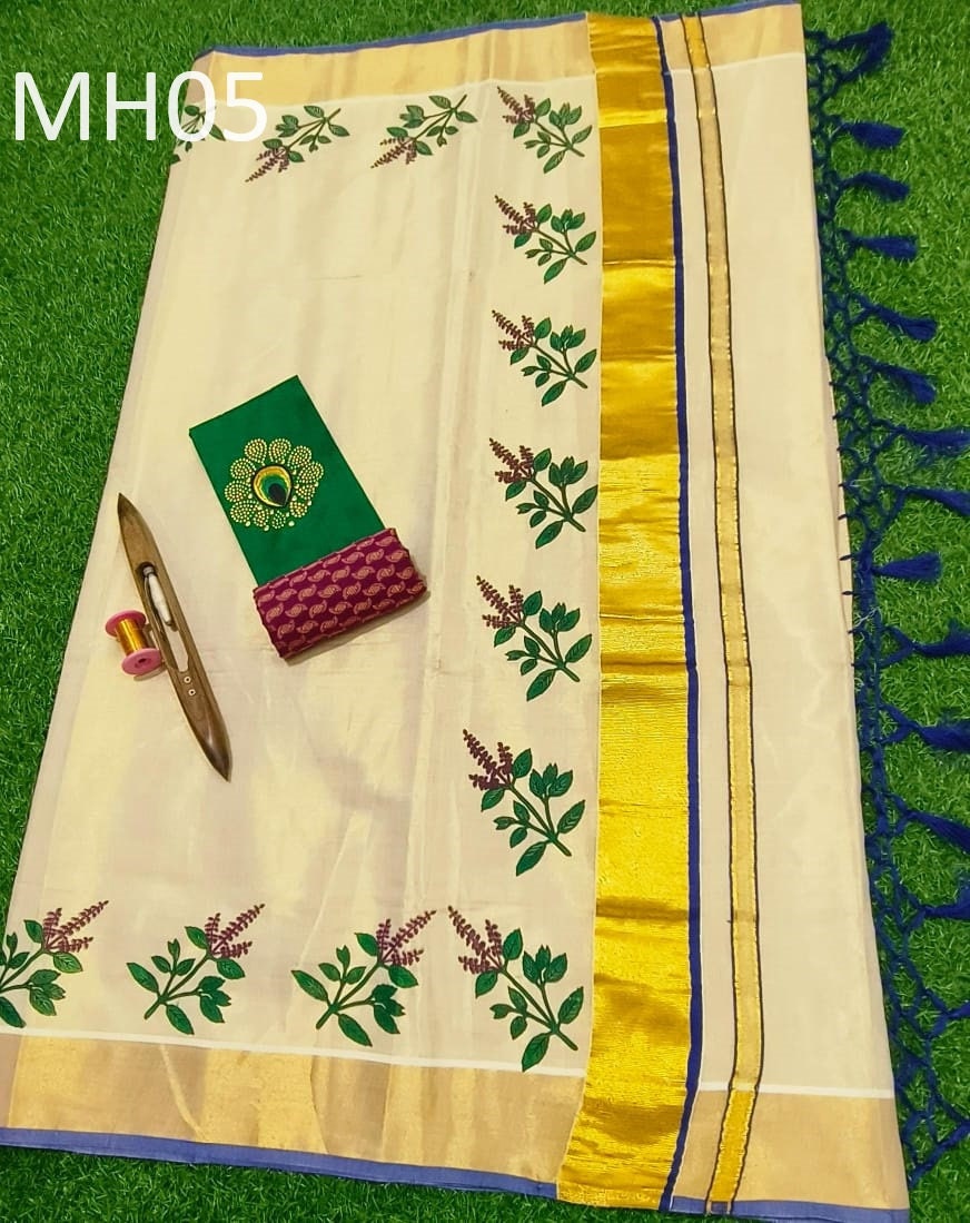 Kerala Special Tissue Saree 6.25 mtr, Kerala Saree, Vishu saree ,Onam Saree , Handmade designs, Pooja,Marriage and other Special Occassions