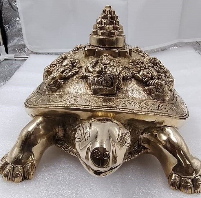 Brass shree asth laxmi yantra turtle ,Shree Yantra on Tortoise- Kurma ,Removing Vastudosha,for homes,offices,Hindu tradition,Indian cultural