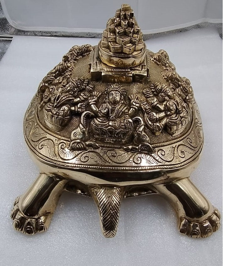 Brass shree asth laxmi yantra turtle ,Shree Yantra on Tortoise- Kurma ,Removing Vastudosha,for homes,offices,Hindu tradition,Indian cultural