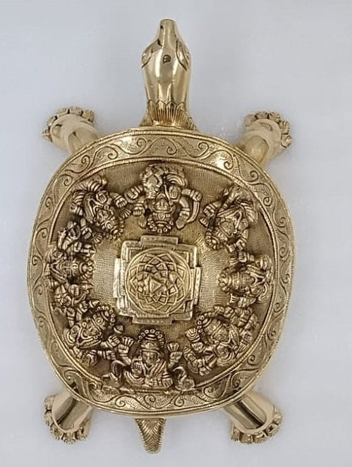 Brass shree asth laxmi yantra turtle ,Shree Yantra on Tortoise- Kurma ,Removing Vastudosha,for homes,offices,Hindu tradition,Indian cultural