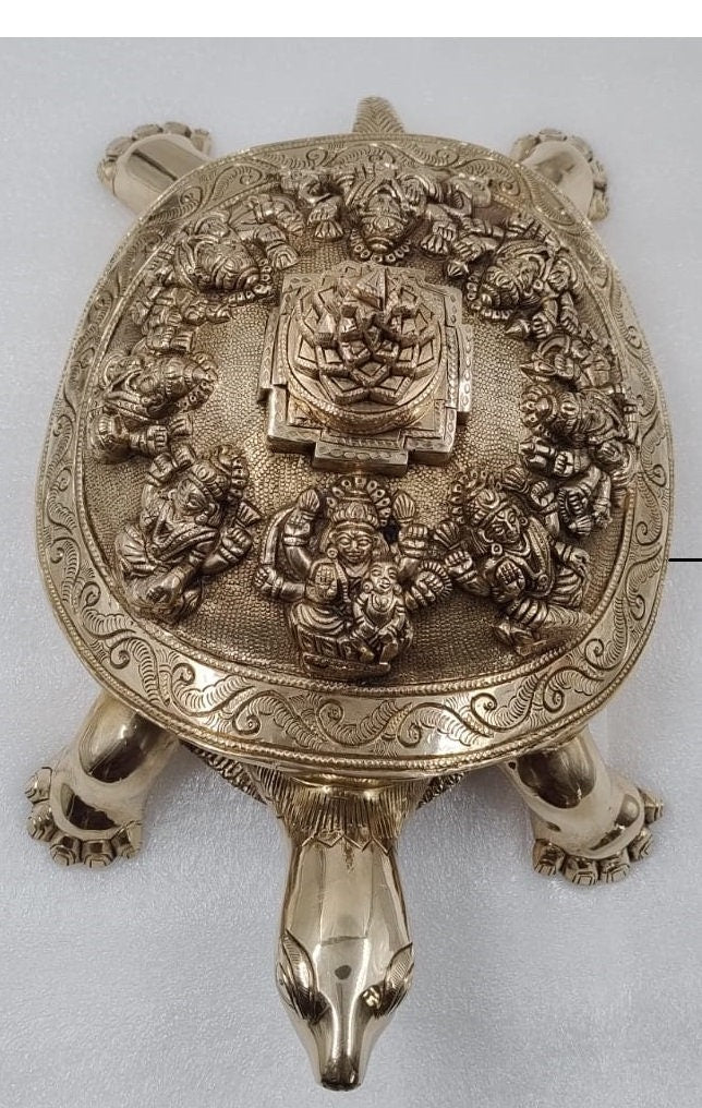 Brass shree asth laxmi yantra turtle ,Shree Yantra on Tortoise- Kurma ,Removing Vastudosha,for homes,offices,Hindu tradition,Indian cultural