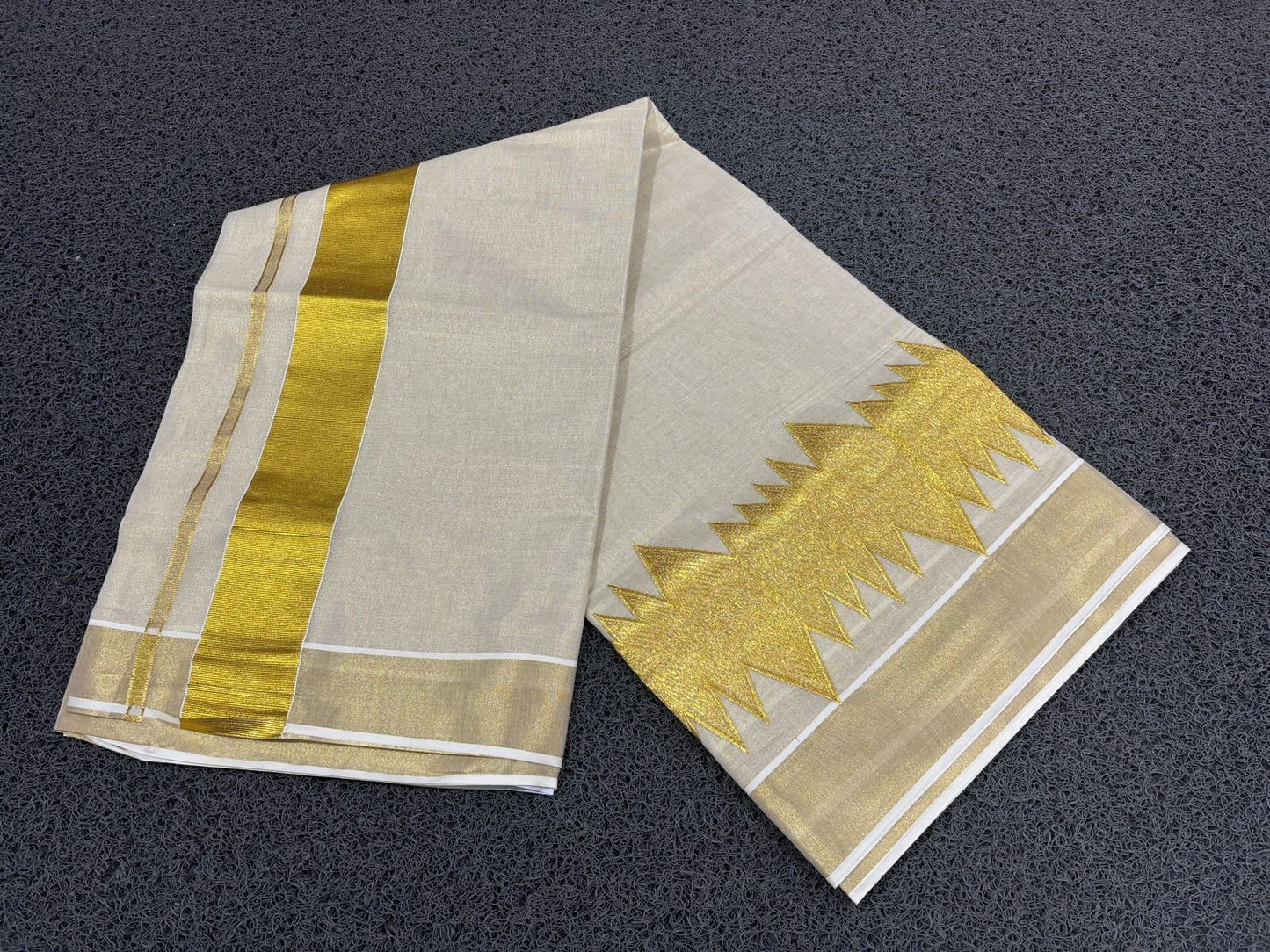 Kerala Embroidered tissue Saree with  Stitched Blouse or Blouse Material for Birthday occasions, wedding, Onam,Vishu,Christmas,Ramdan.