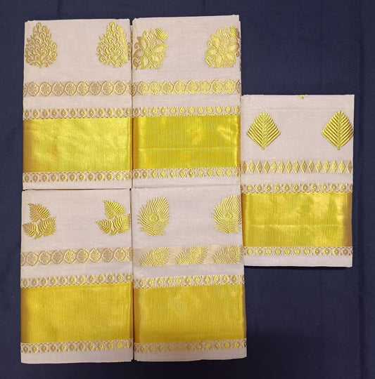 Pure Handloom Designer Jacquard GoldenTissue saree with Stitched Blouse or Blouse Material for wedding,onam,vishu, festivals,Birthday wear