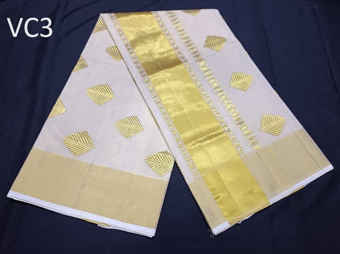 Pure Handloom Designer Jacquard GoldenTissue saree with Stitched Blouse or Blouse Material for wedding,onam,vishu, festivals,Birthday wear