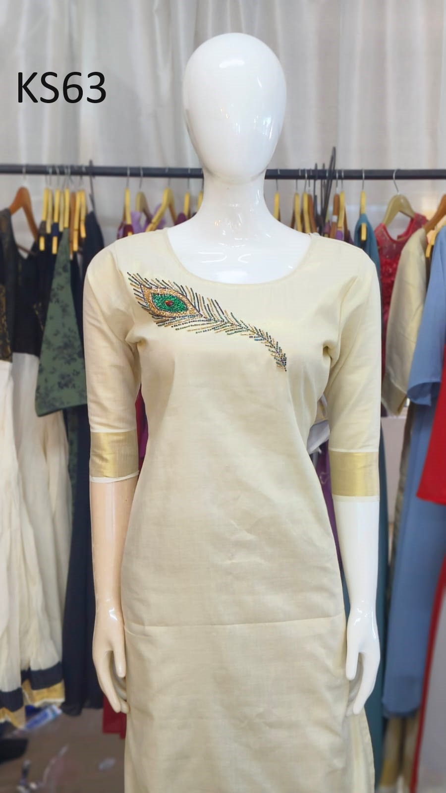 Golden Tissue Slitted Kurti set( Top,Pant and Duppatta),Stitched Handworked Churidar set,Sizes from Small to 10XL,Onam,vishu,Marriage wear.