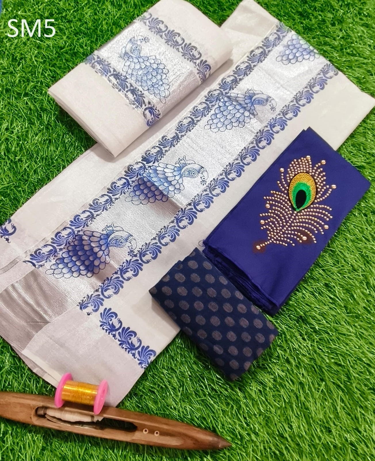 Kerala Special Tissue Hand Work Set Mundu With Stitched Blouse or Blouse Material,Beautiful Kerala Designs,Onam,Vishu,Pooja kerala design