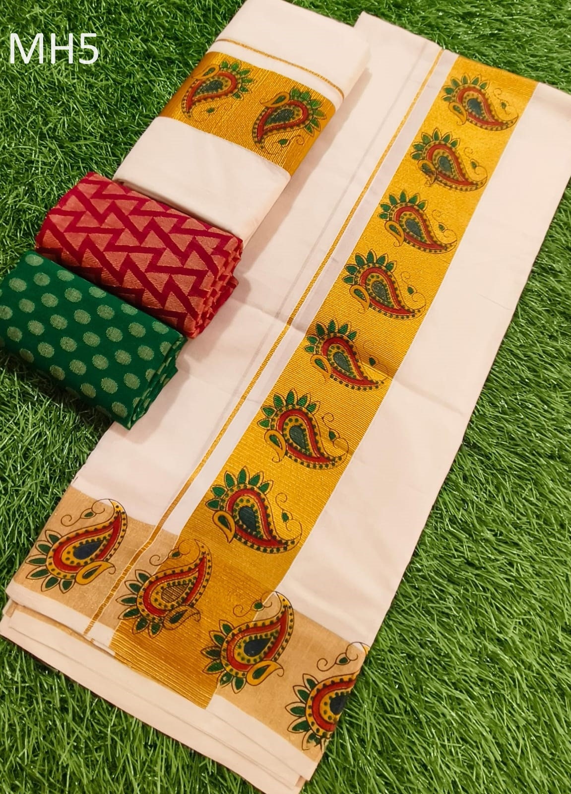 Kerala Special Cotton Set Mundu 2.80 mtr,Beautiful Kerala Designs,Vishu,Onam,Traditional,Wedding,Special Occassions,Party and Celebrations