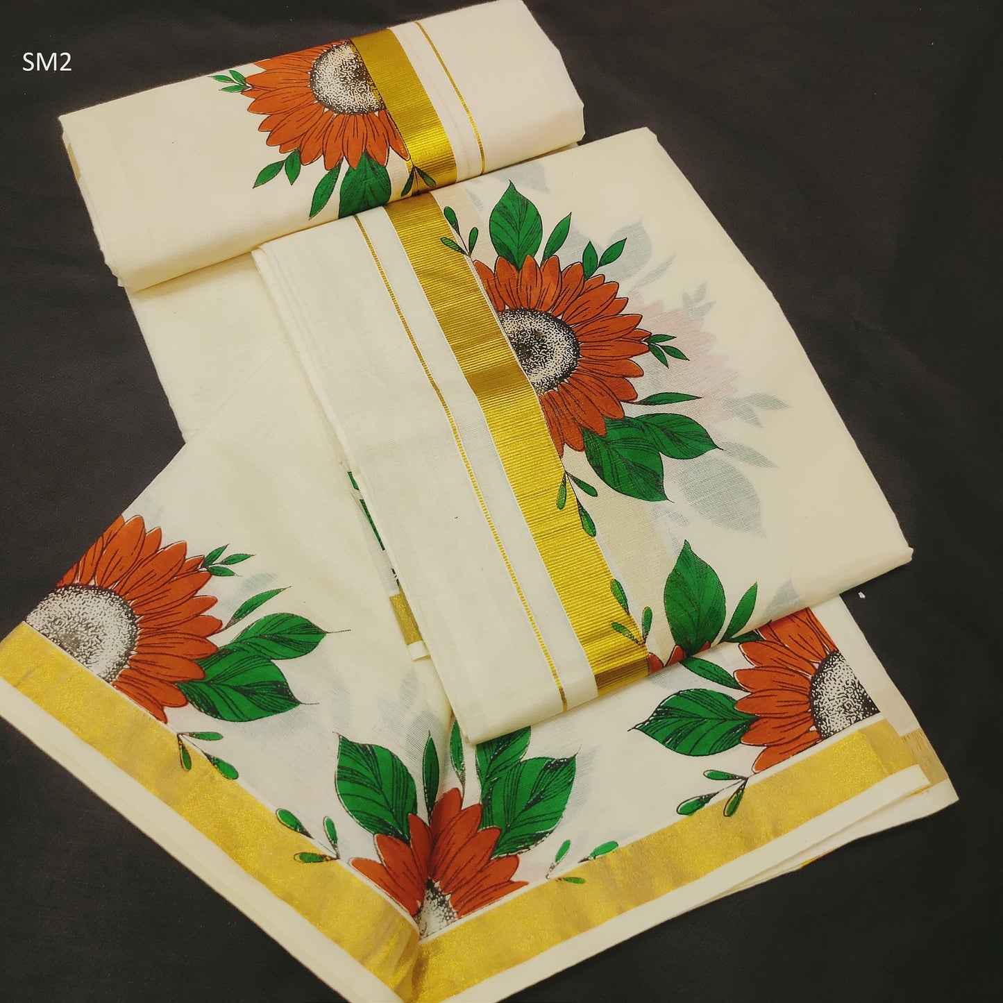 Special Kasavu Print Cotton Set Mundu 2.60 With Stitched Blouse or Blouse Material,Beautiful Kerala Designs,Onam,Vishu,festival and pooja