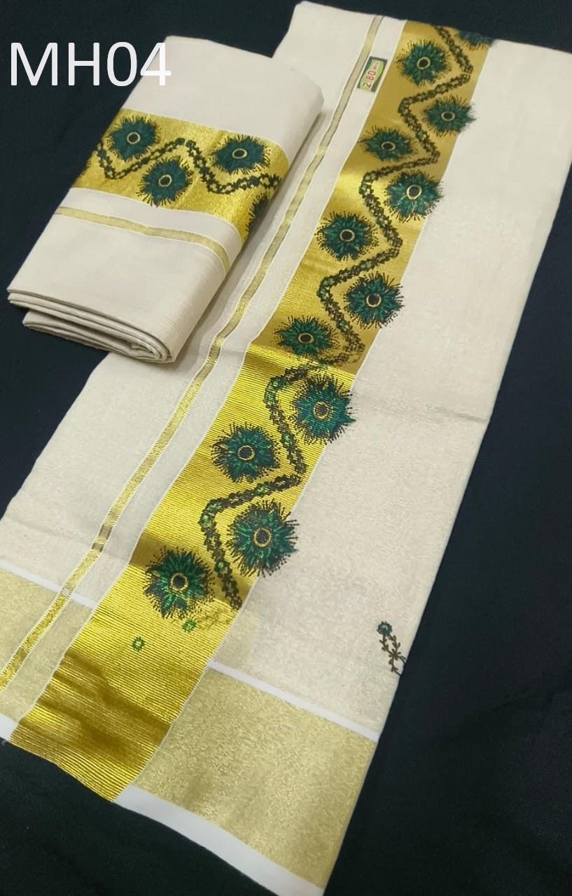 Kerala Special Golden Tissue Set Mundu 2.80 Mtr,Kerala Beautiful Design,Vishu ,Onam,Festival,Traditional,Wedding,Pooja and other occasion