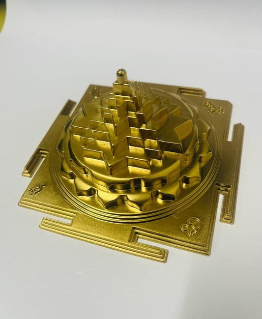 Brass Golden Mat Finish Lakshmi Maa Shree yantra,Handcrafted Blessed & Energized for Spiritual Powers,Removing Vastudosha for homes,offices.