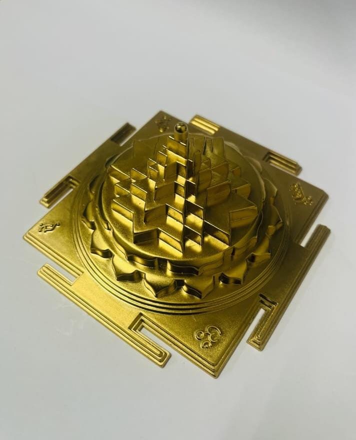 Brass Golden Mat Finish Lakshmi Maa Shree yantra,Handcrafted Blessed & Energized for Spiritual Powers,Removing Vastudosha for homes,offices.