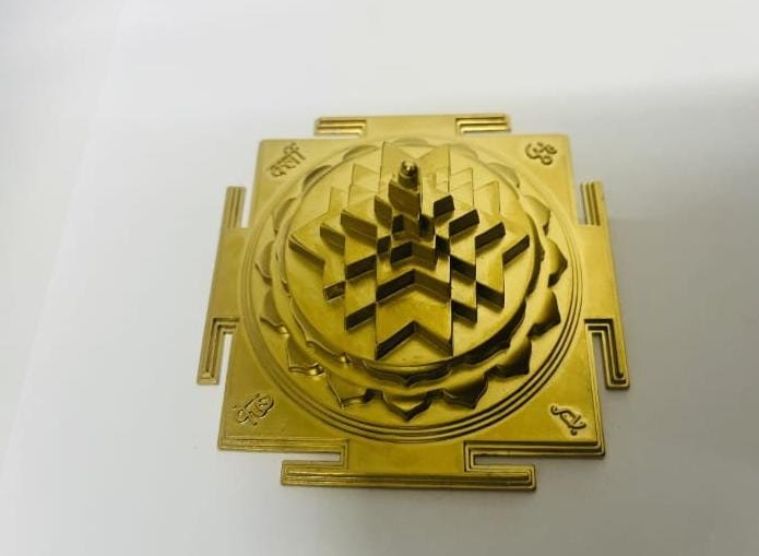 Brass Golden Mat Finish Lakshmi Maa Shree yantra,Handcrafted Blessed & Energized for Spiritual Powers,Removing Vastudosha for homes,offices.