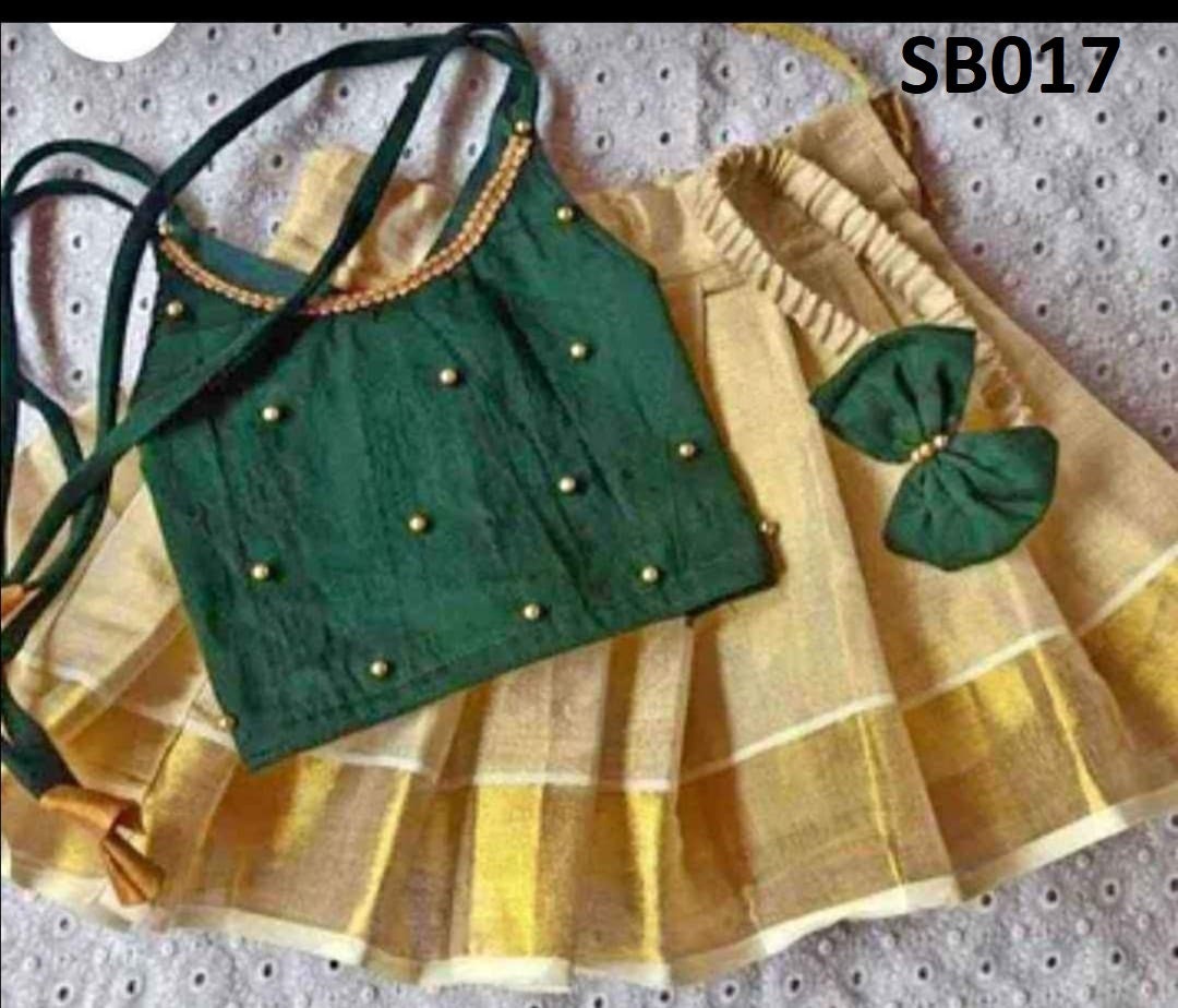 Kerala New born baby&#39;s,Kids,Girls Onam wears,age 1 - 15 years wear,Kerala Pattu Pavada,Traditional wear,Onam Collections,Skirt Blouse set