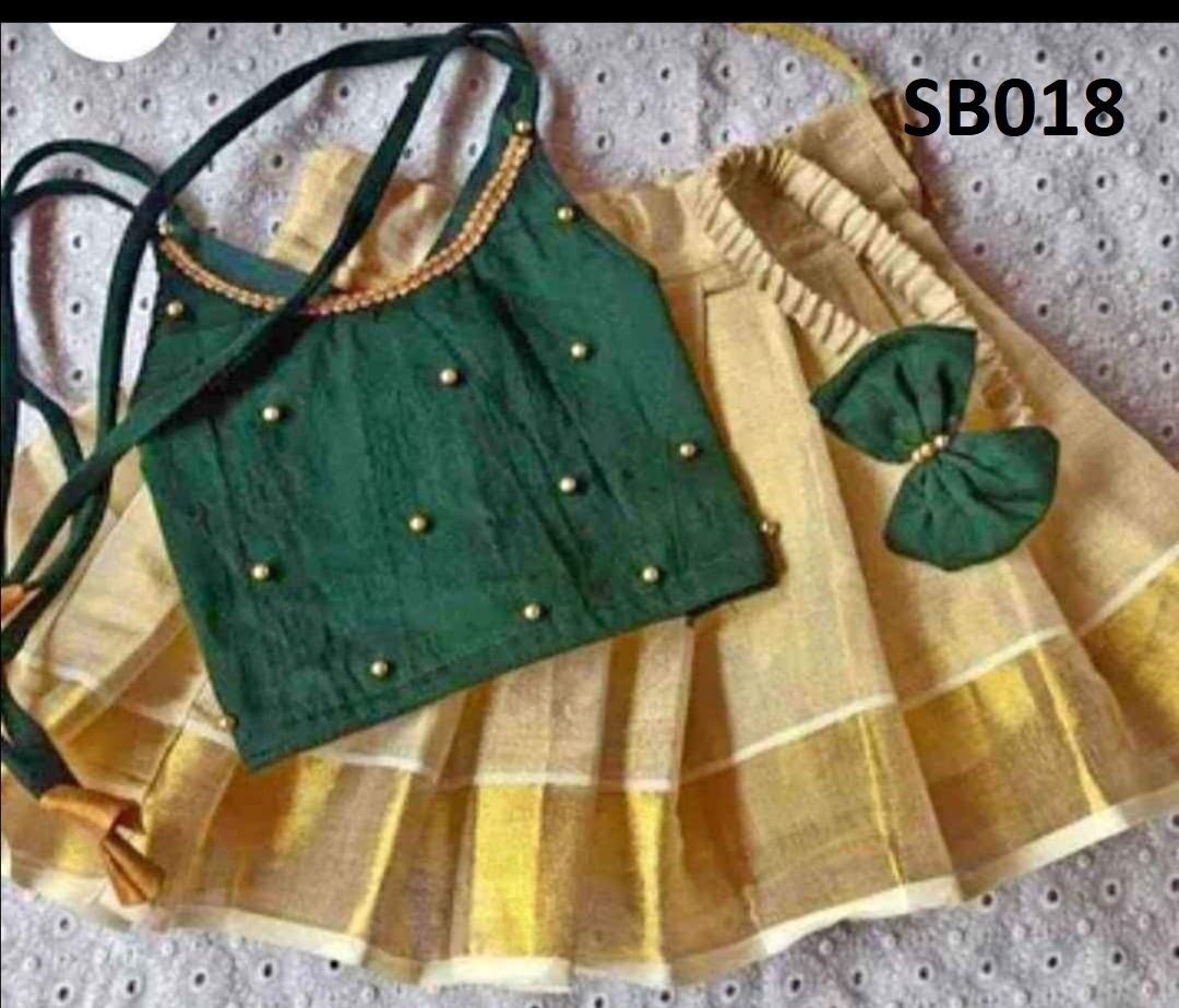 Kerala New born baby&#39;s,Kids,Girls Onam wears,age 1 - 15 years wear,Kerala Pattu Pavada,Traditional wear,Onam Collections,Skirt Blouse set