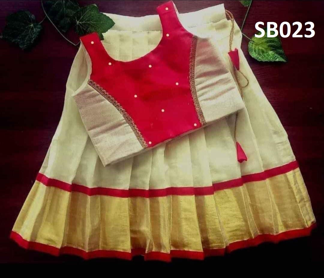 Kerala New born baby&#39;s,Kids,Girls Onam wears,age 1 - 15 years wear,Kerala Pattu Pavada,Traditional wear,Onam Collections,Skirt Blouse set