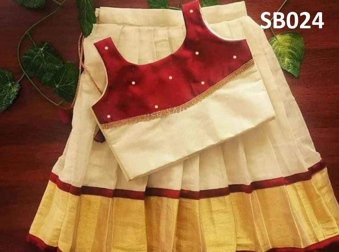 Kerala New born baby&#39;s,Kids,Girls Onam wears,age 1 - 15 years wear,Kerala Pattu Pavada,Traditional wear,Onam Collections,Skirt Blouse set