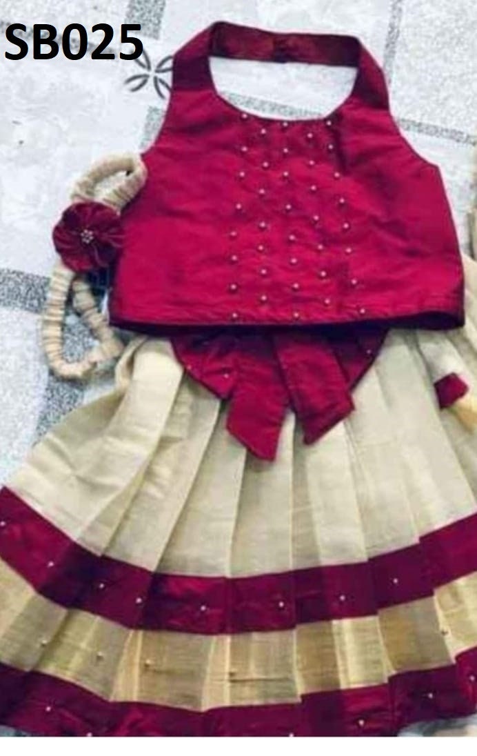 Kerala New born baby&#39;s,Kids,Girls Onam wears,age 1 - 15 years wear,Kerala Pattu Pavada,Traditional wear,Onam Collections,Skirt Blouse set