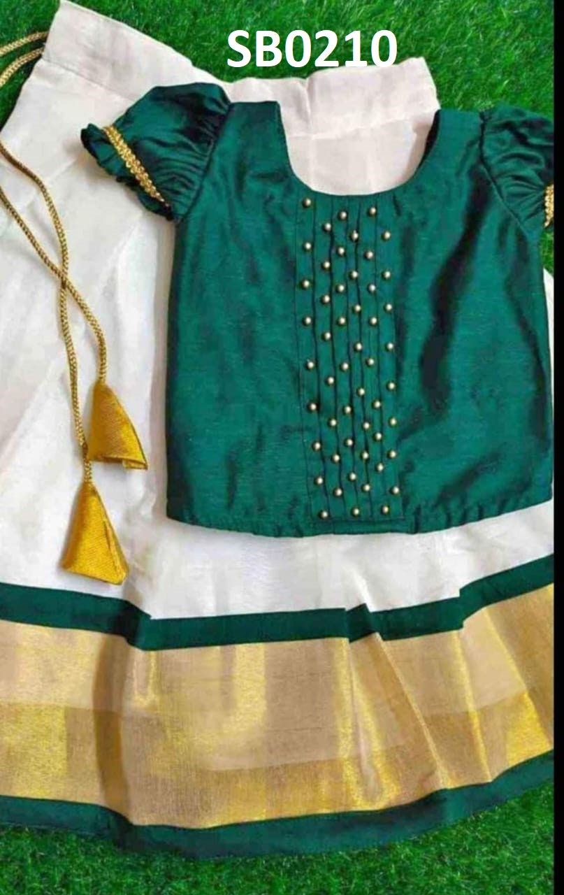 Kerala New born baby&#39;s,Kids,Girls Onam wears,age 1 - 15 years wear,Kerala Pattu Pavada,Traditional wear,Onam Collections,Skirt Blouse set