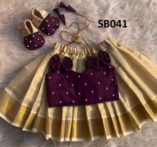 Kerala New born baby&#39;s,Kids,Girls Onam wears,age 1 - 15 years wear,Kerala Pattu Pavada,Traditional wear,Onam Collections,Skirt Blouse set