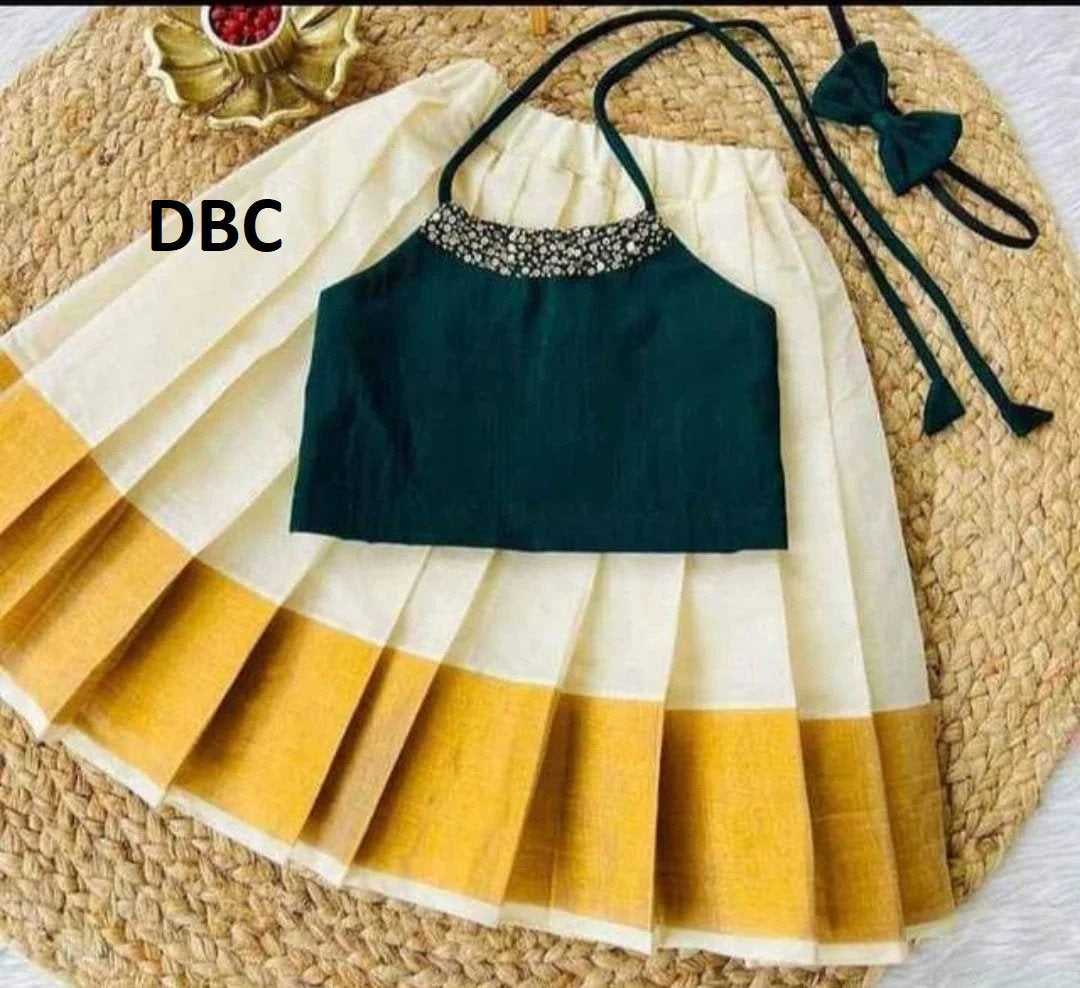 Kerala New born baby&#39;s,Kids,Girls Onam wears,age 1 - 15 years wear,Kerala Pattu Pavada,Traditional wear,Onam Collections,Skirt Blouse set