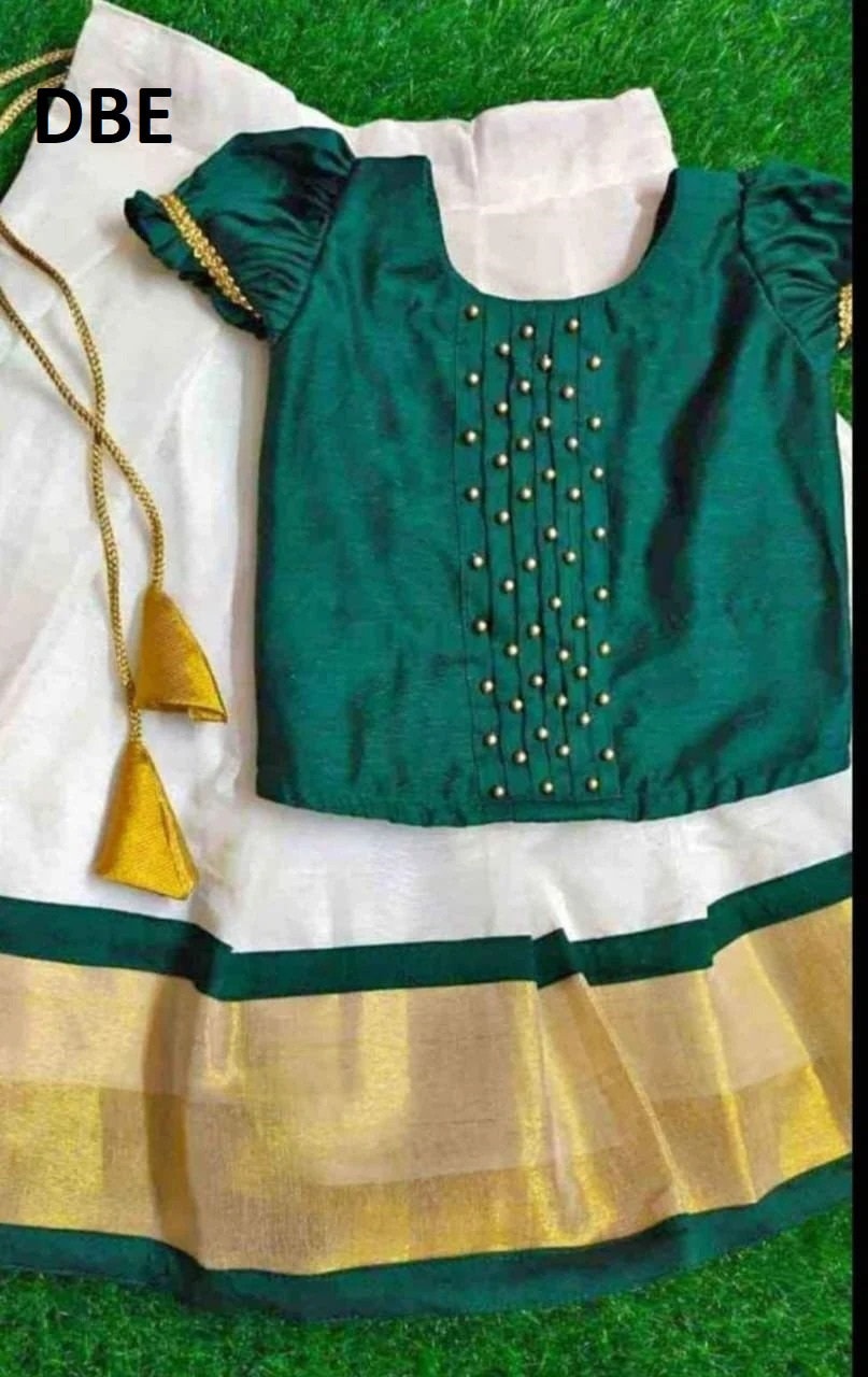 Kerala New born baby&#39;s,Kids,Girls Onam wears,age 1 - 15 years wear,Kerala Pattu Pavada,Traditional wear,Onam Collections,Skirt Blouse set