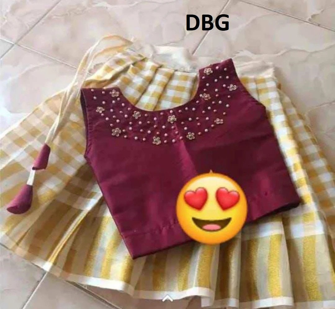 Kerala New born baby&#39;s,Kids,Girls Onam wears,age 1 - 15 years wear,Kerala Pattu Pavada,Traditional wear,Onam Collections,Skirt Blouse set