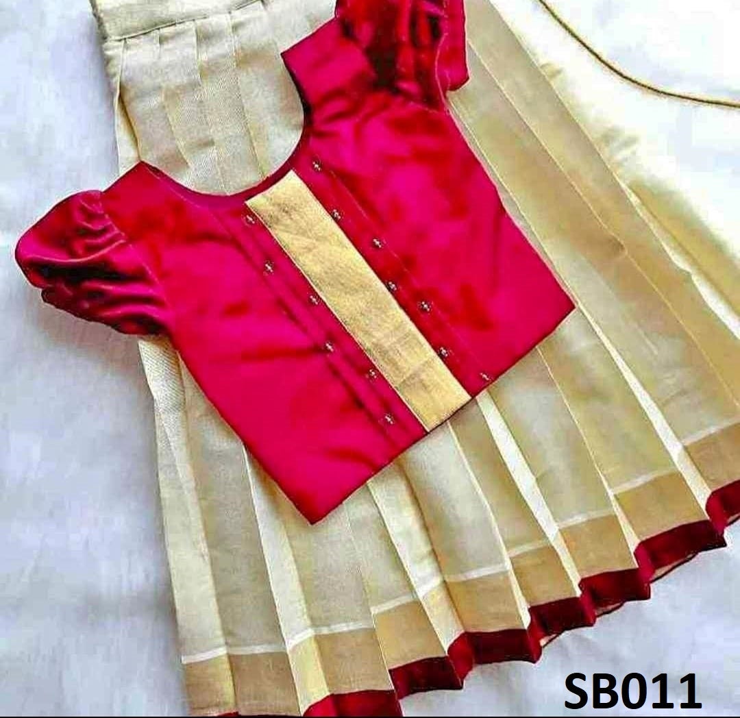 Kerala New born baby&#39;s,Kids,Girls Onam wears,age 1 - 15 years wear,Kerala Pattu Pavada,Traditional wear,Onam Collections,Skirt Blouse set