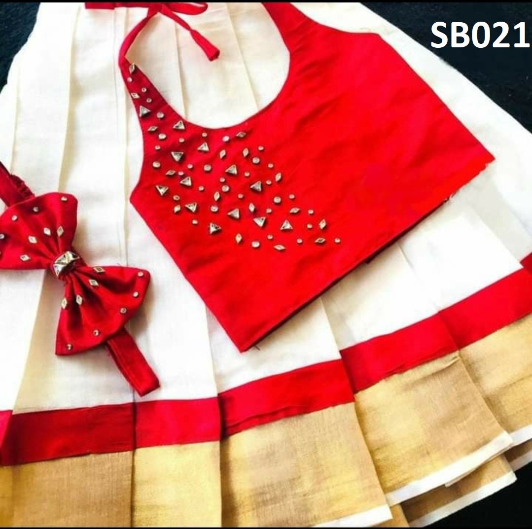 Kerala New born baby&#39;s,Kids,Girls Onam wears,age 1 - 15 years wear,Kerala Pattu Pavada,Traditional wear,Onam Collections,Skirt Blouse set