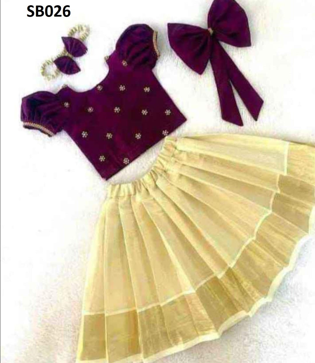 Kerala New born baby&#39;s,Kids,Girls Onam wears,age 1 - 15 years wear,Kerala Pattu Pavada,Traditional wear,Onam Collections,Skirt Blouse set