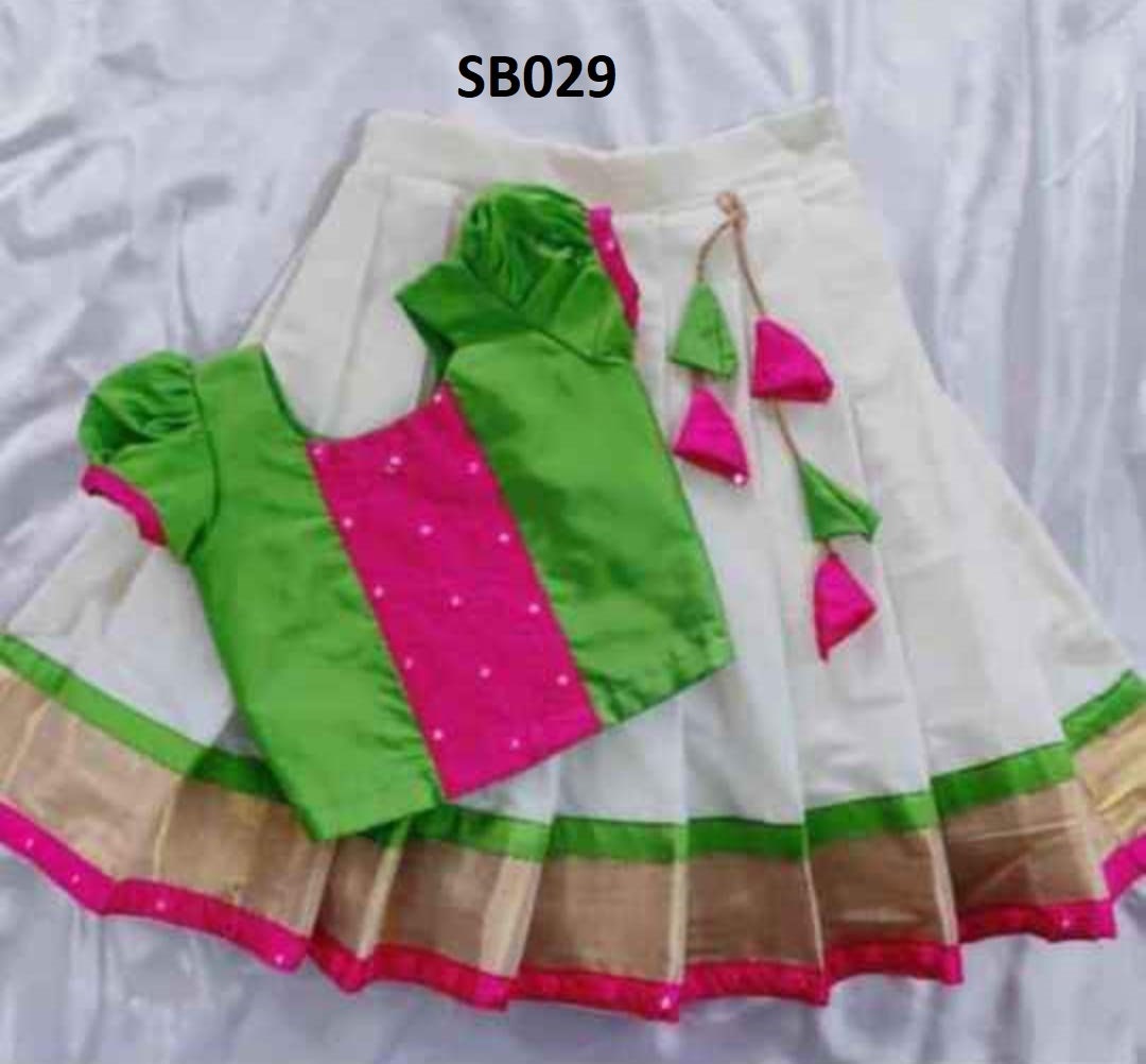 Kerala New born baby&#39;s,Kids,Girls Onam wears,age 1 - 15 years wear,Kerala Pattu Pavada,Traditional wear,Onam Collections,Skirt Blouse set