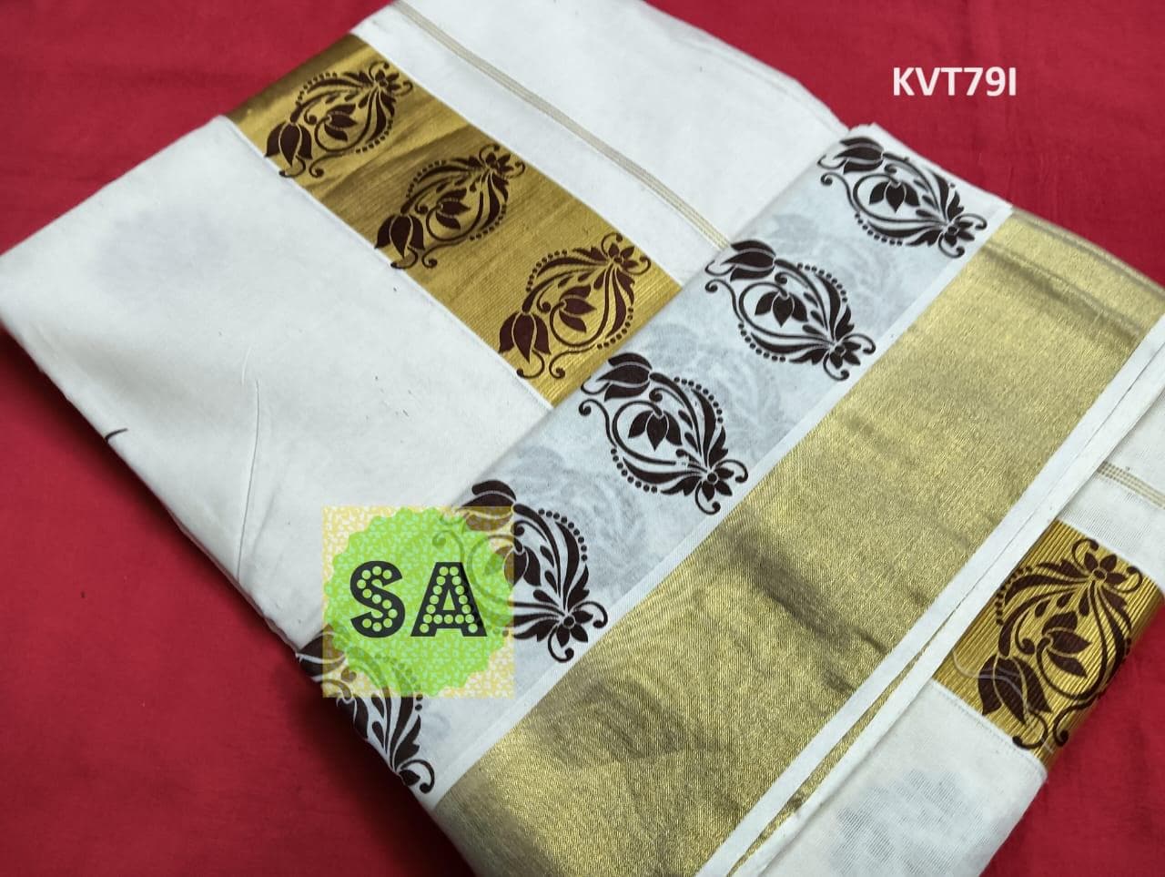 Kerala Traditional Cotton Printed Set Saree with stitched Blouse or Blouse Material / Indian Saree, Kerala Traditional Saree, Onam Saree