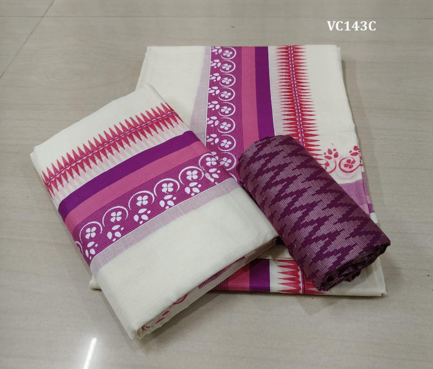 Kerala Special Tissue Fancy Kattikara Set Mundu 2.80 Mtr With Stitched Blouse or Blouse Material,Beautiful Kerala Traditional Designs,Onam.